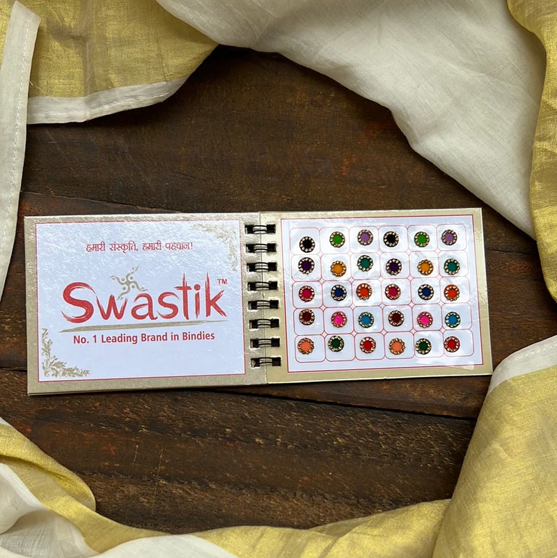 Full Stone Border Multicolour Fancy Velvet Bridal Bindis Sticker Kumkum Spiral Book - Size 12